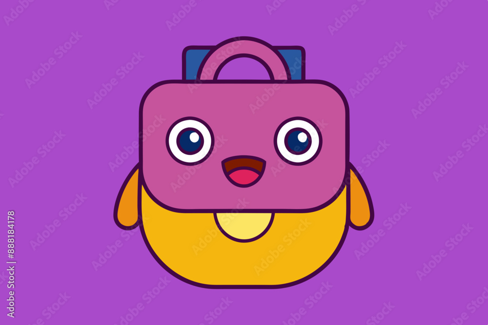 Cartoon School Bag Vector Art Illustration Cartoon School Bag Vector Art Illustration