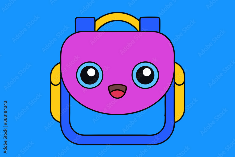 Cartoon School Bag Vector Art Illustration Cartoon School Bag Vector Art Illustration