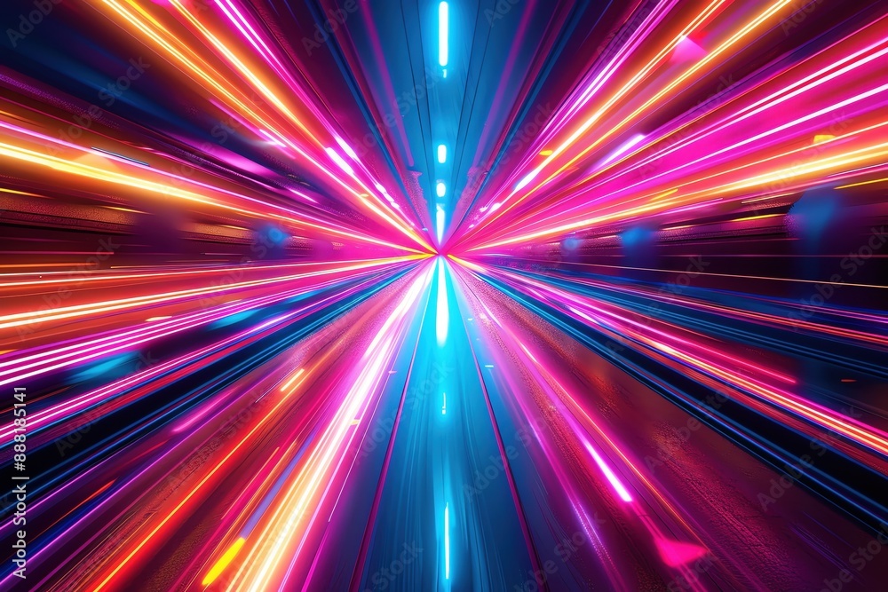 Abstract light speed, neon trails, futuristic visuals Abstract light speed, neon trails, futuristic visuals