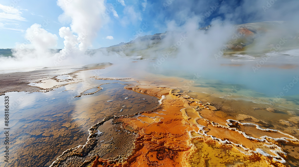 Vibrant Geothermal Hot Springs in Scenic Landscape
Vibrant Geothermal Hot Springs in Scenic Landscape