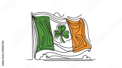 irish flag line art concept