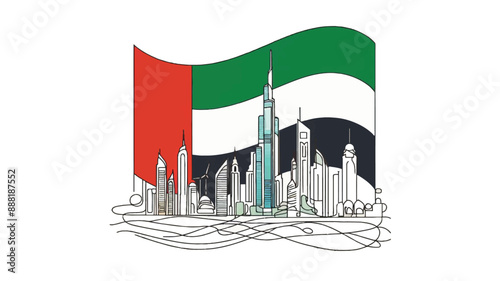 uae concept flag line art
