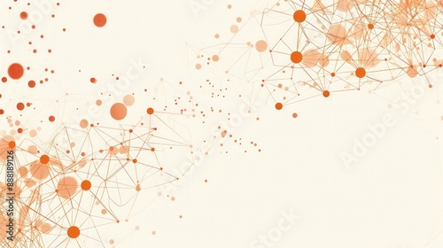 Burnt orange dots connected by sienna lines on a soft cream canvas, text space in the lower center