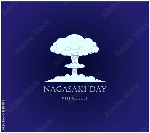 Nagasaki Day. Nagasaki, Japan -9th august atomic bomb explosions in Hiroshima and Nagasaki. In the style of the Japanese flag with the dove of peace, vector illustration, Hiroshima Day.