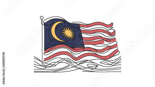 malaysia flag one line illustration