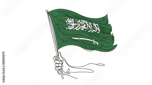 single line illustration of saudi arabia flag