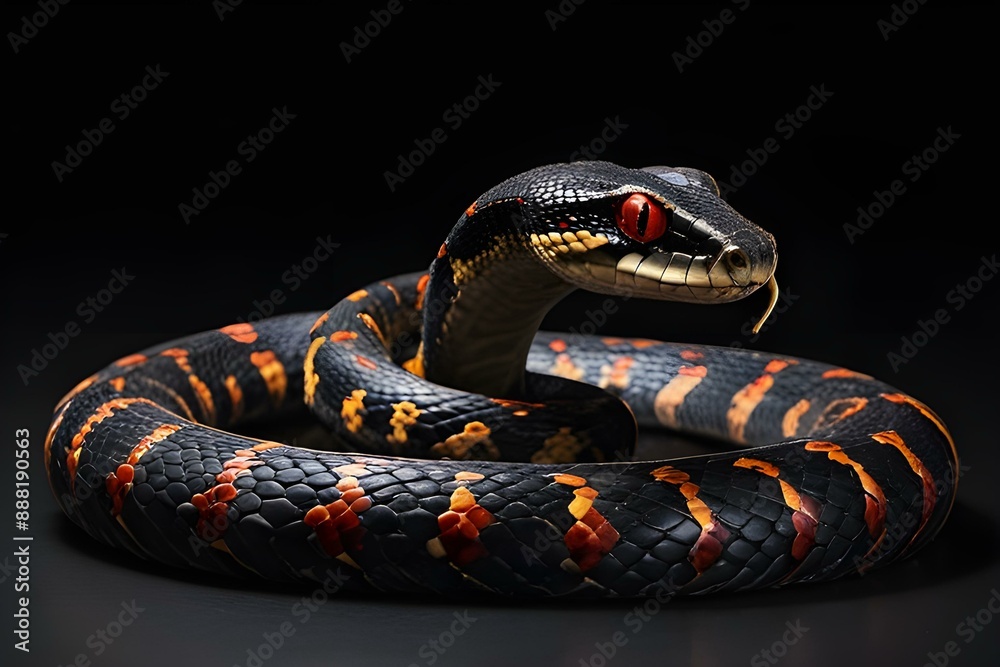 Fototapeta premium a photo-realistic image of a snake with dragon horns