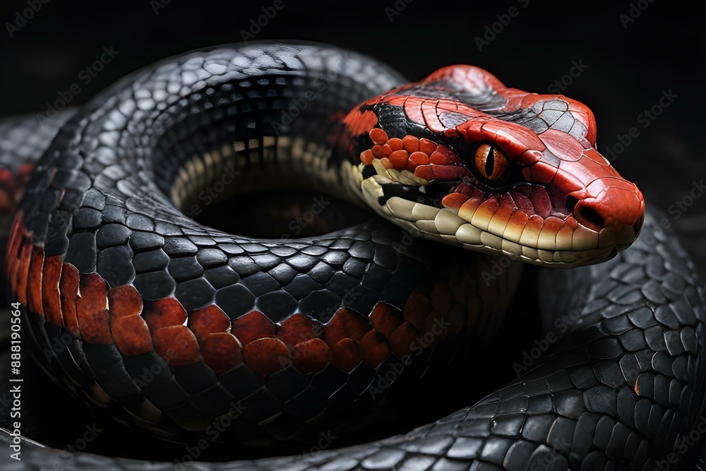 Fototapeta premium a photo-realistic image of a snake with dragon horns