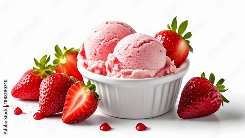 Deliciously refreshing strawberry ice cream with fresh strawberries Deliciously refreshing strawberry ice cream with fresh strawberries
