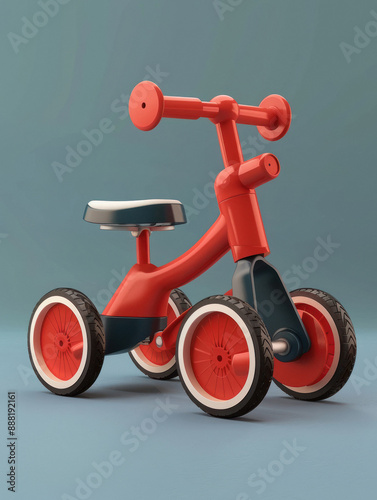 children retro red tricycle on isolated background photo