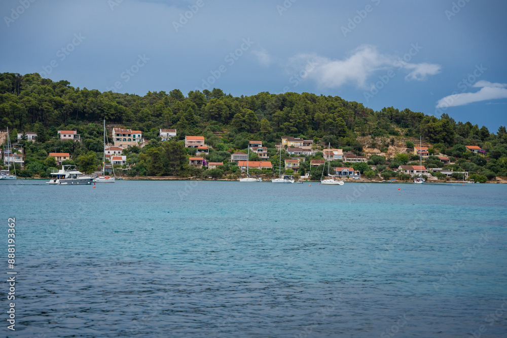 Obraz premium Shore in the bay of Uvala Gradina near the town of Vela Luka on the island of Korcula in Croatia