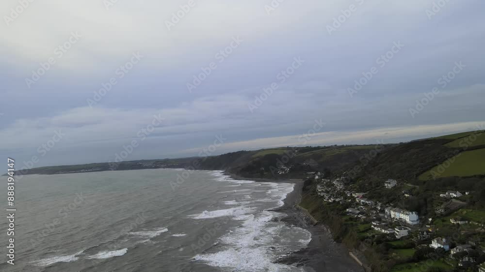 Aerial video over the coastline of Downderry UK Aerial video over the coastline of Downderry UK