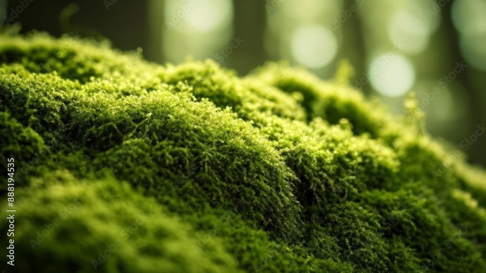 Vibrant mosscovered rock in a forest Vibrant mosscovered rock in a forest