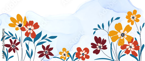 A set of modern abstract floral posters. Nerdy naive groovy funky wall paintings. Vector flat illustration for interior, paintings, postcards, covers, tee print, wallpaper, hippie-style flower show.