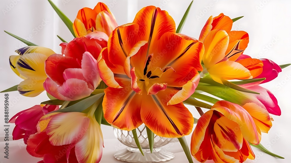 Bunch of parrot style tulips