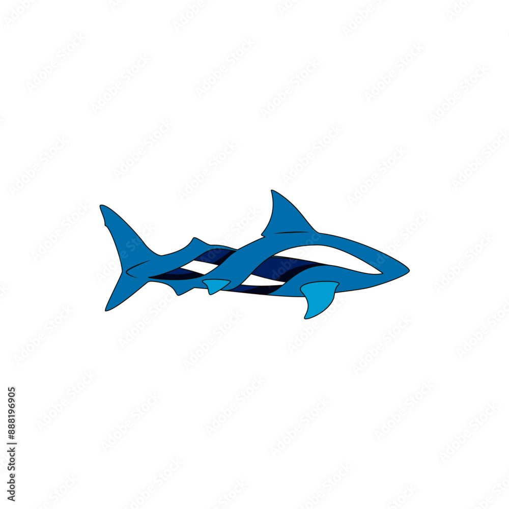 Fototapeta premium Simple and modern vector illustration of an abstract shark. Icon or logo for any field of business.