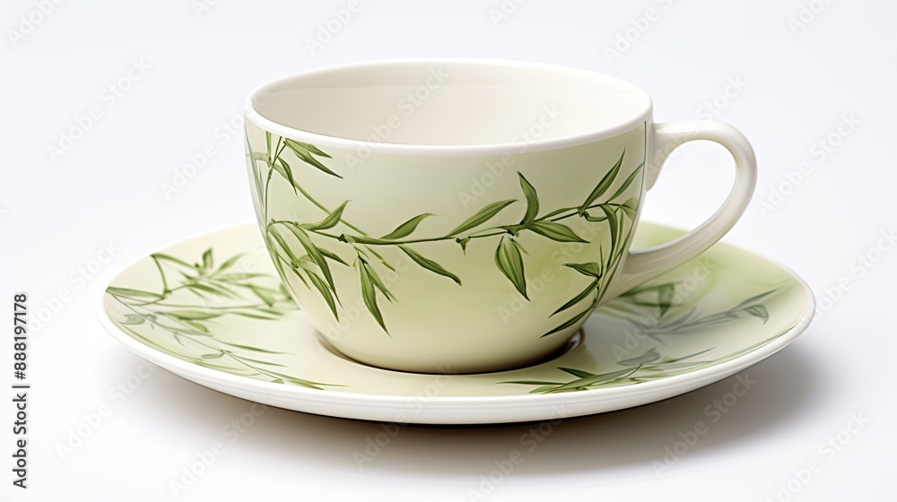 Fototapeta premium A white coffee cup with green tea