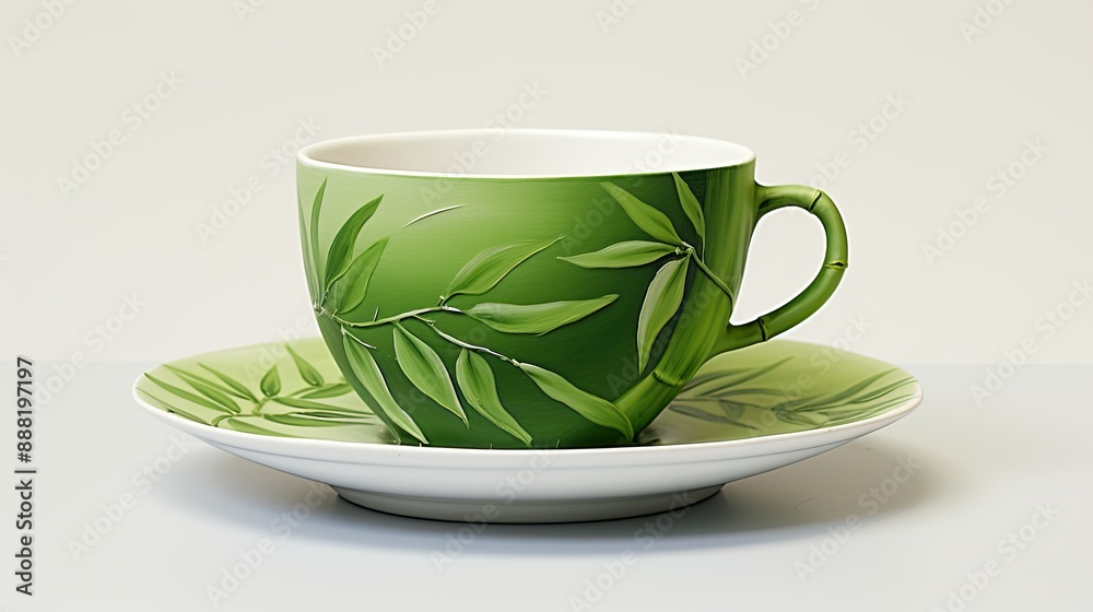 Fototapeta premium Cup with bamboo painting
