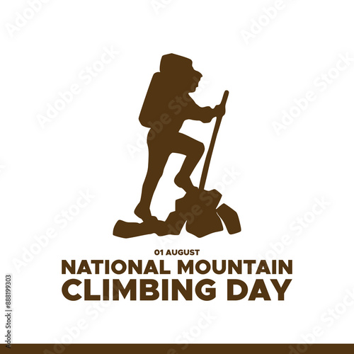 National Mountain Climbing Day, held on 1 August. editable Social media post template, National Mountain Climbing Day, stock illustration, eps file.