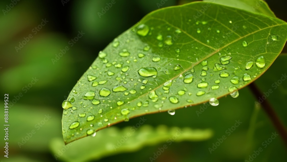 Raindrops on a leaf a symbol of freshness and renewal Raindrops on a leaf a symbol of freshness and renewal