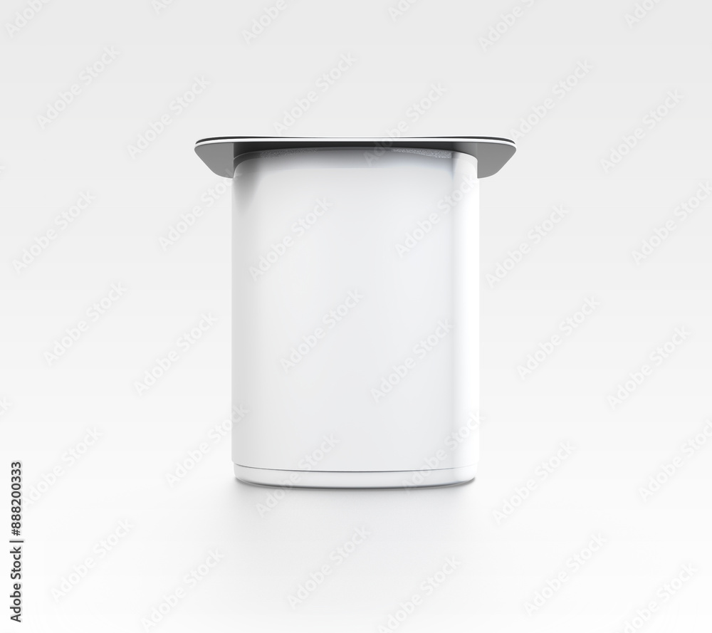 White Plastic Yoghurt Jar With Foil Cover container with foil cap for dessert, yogurt, ice cream, sour cream, snack, butter, margarine or cheese, Mock Up Template 3D rendering 3D illustration White Plastic Yoghurt Jar With Foil Cover container with foil cap for dessert, yogurt, ice cream, sour cream, snack, butter, margarine or cheese, Mock Up Template 3D rendering 3D illustration