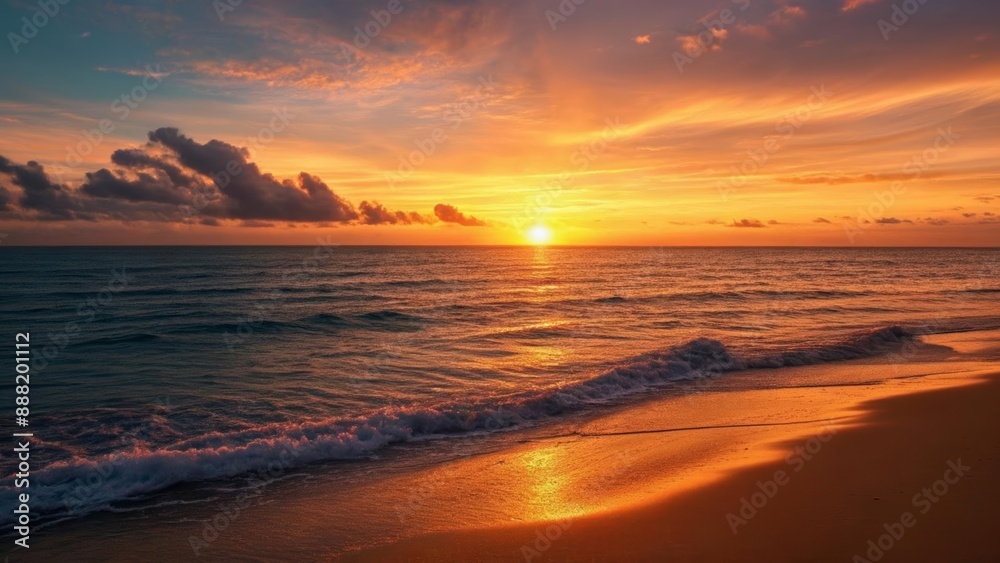 Obraz premium Sunset on the beach a serene end to the day