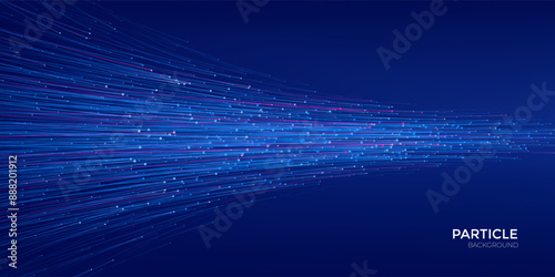 Abstract Fiber Optic Particle Background with Neon Blue and Magenta.  Internet science and technology big data background