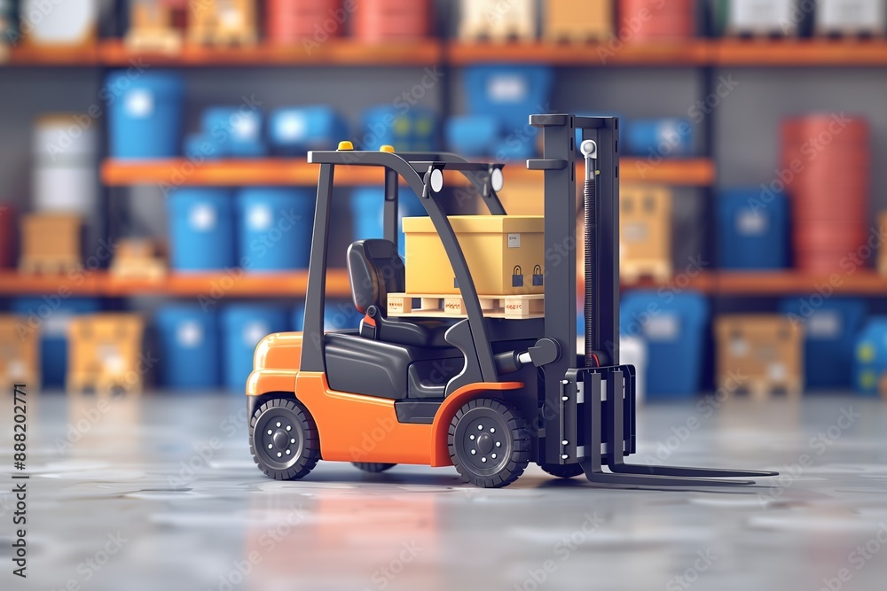Warehouse Forklift Truck Loading Cartoon Boxes Warehouse Forklift Truck Loading Cartoon Boxes
