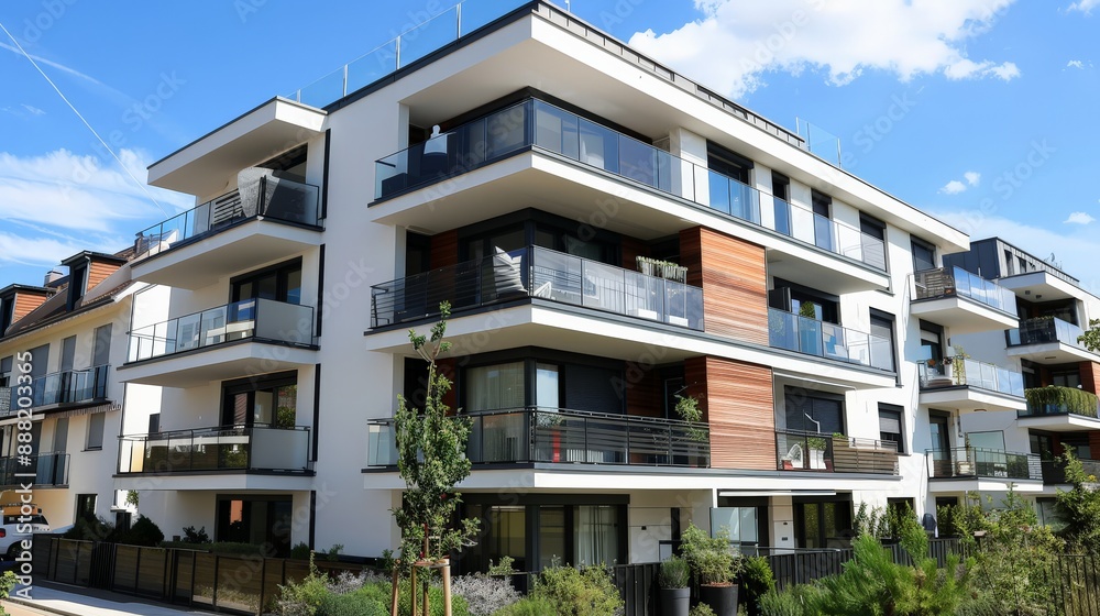 Modern Apartment Building with Balconies Modern Apartment Building with Balconies