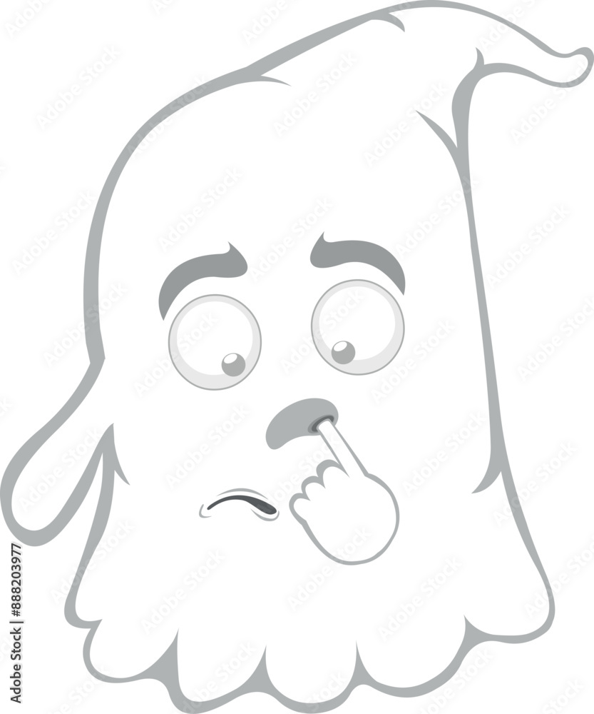 vector illustration character ghost cartoon picking your nose looking ...