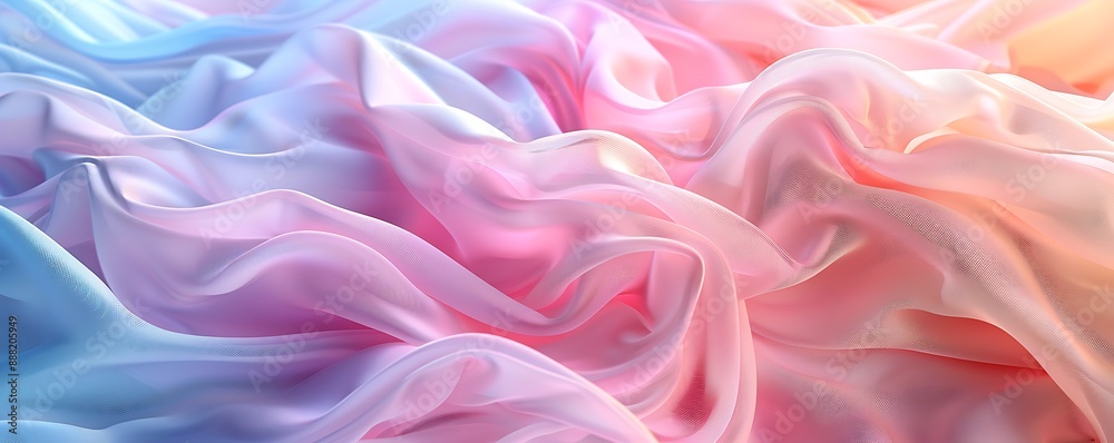 Flowing pastel fabric waves, detailed textures, hyper-realistic digital art, professional wide-angle photography, Flowing pastel fabric waves, detailed textures, hyper-realistic digital art, professional wide-angle photography,