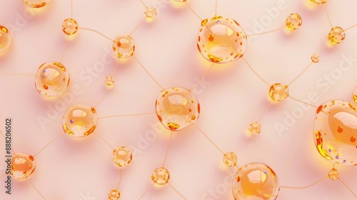 Dots of amber connected by sapphire lines on a pale pink canvas, with an upper center area for text