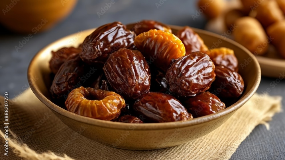 Sweet indulgence A bowl of rich dark and delicious dates Sweet indulgence A bowl of rich dark and delicious dates