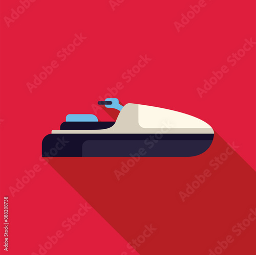Modern jet ski water scooter speeding on a red background, a concept of summer vacation and water sports