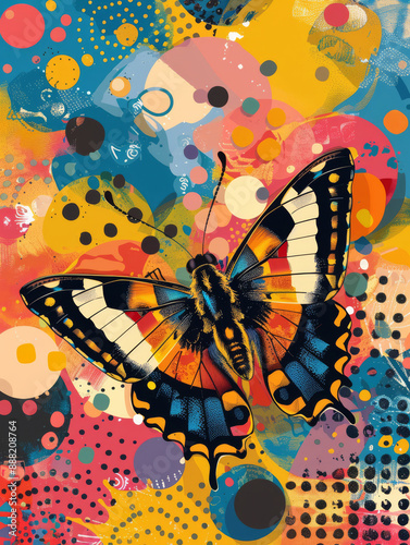 Retro Butterfly Bliss: 70s Inspired colorful wallpaper