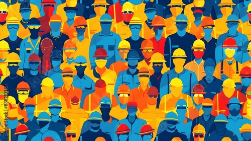 Labor Day Background Featuring Construction Workers, Perfect for Celebrating Labor and Industrial Themes