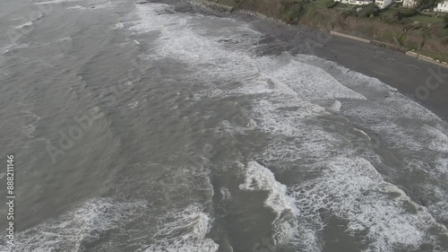 Aerial video over the coastline of Downderry UK photo