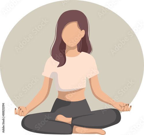 Yoga girl in the lotus position, Face Less