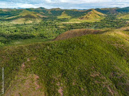 View of Green Grass Hill in Buru Island, Maluku, Indonesia