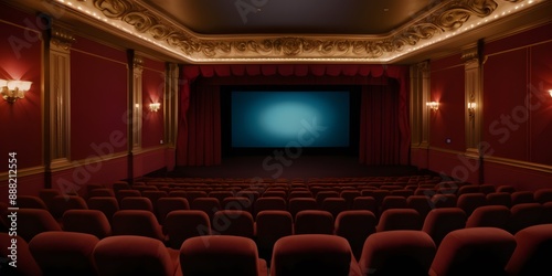Elegant classic cinema with rows of comfortable seating and a grand screen, creating a timeless and immersive movie experience.