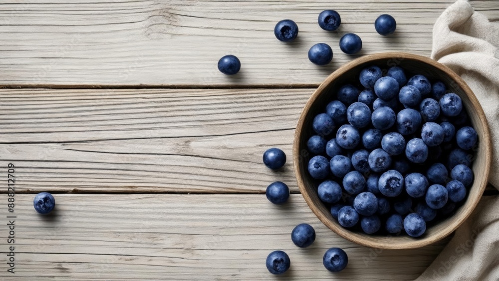 Fresh blueberries on a rustic wooden surface Fresh blueberries on a rustic wooden surface