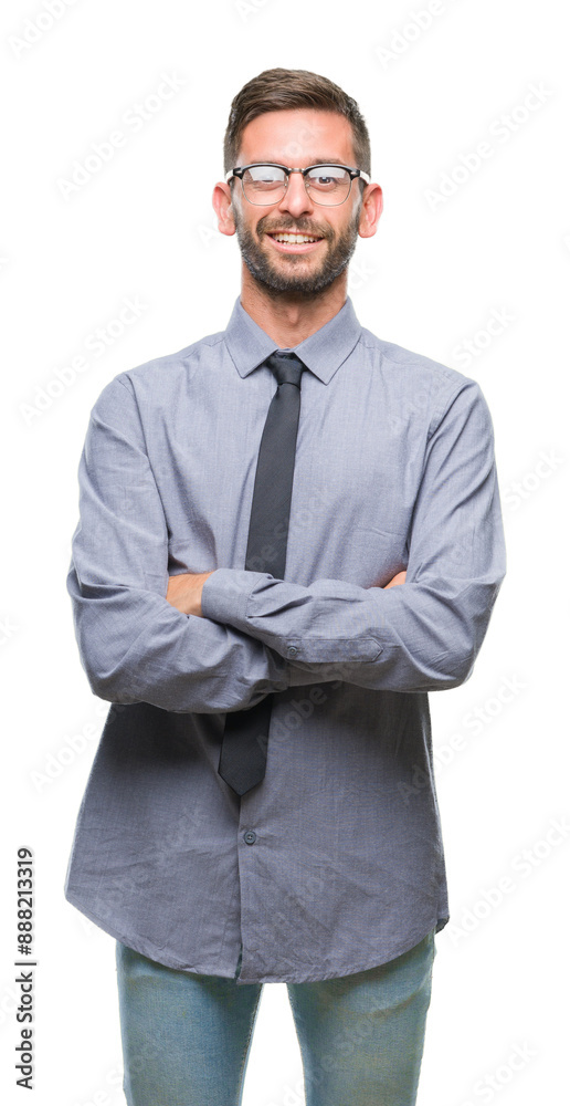 Young handsome business man over isolated background happy face smiling with crossed arms looking at the camera. Positive person. Young handsome business man over isolated background happy face smiling with crossed arms looking at the camera. Positive person.