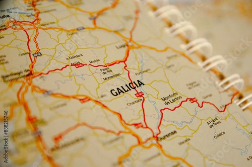 Map including Galicia region , Spain