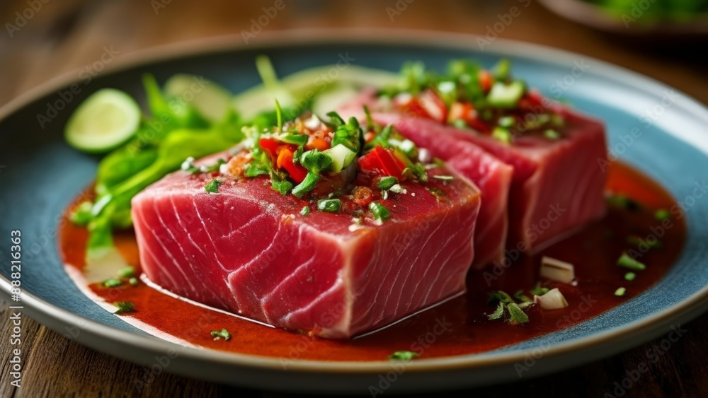 Deliciously prepared sashimi ready to be savored Deliciously prepared sashimi ready to be savored