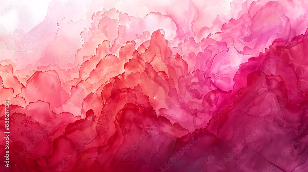 Fluid watercolor painting with pink and red ink, creating smooth color transitions and an oil canvas look. Fluid watercolor painting with pink and red ink, creating smooth color transitions and an oil canvas look.