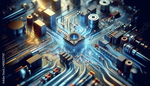 Abstract colorfull photorealistic illustration of fantastic computer hardware