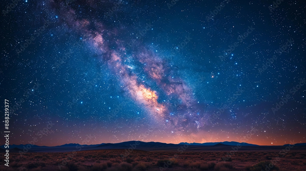Fototapeta premium Milky Way Galaxy Over Desert Landscape