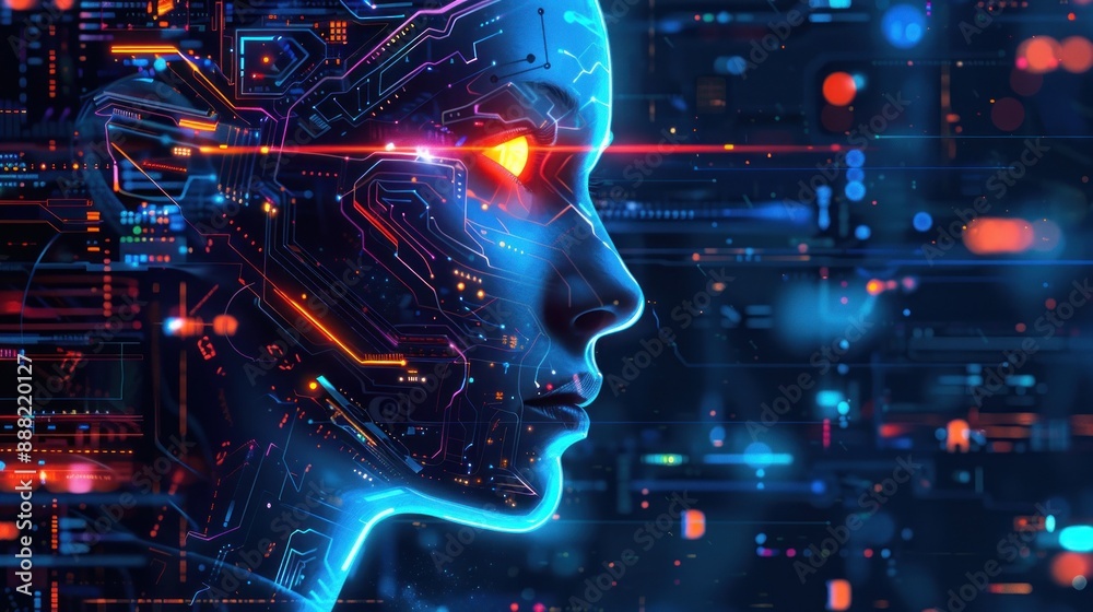 Futuristic circuit board with vibrant lights and details Futuristic circuit board with vibrant lights and details