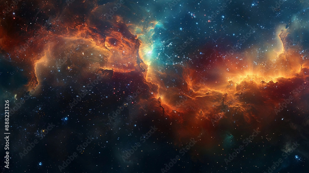Stunning Nebula with Fiery Dust Clouds Stunning Nebula with Fiery Dust Clouds