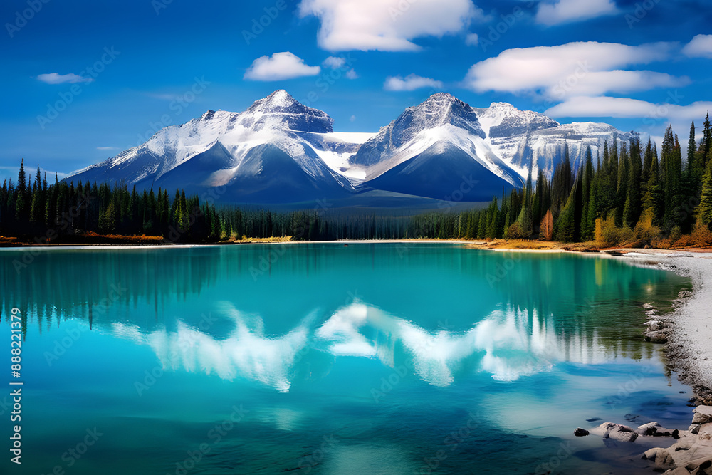 A breathtaking view of a mountainous landscape with a crystal-clear lake reflecting the surrounding peaks. The lush greenery and colorful wildflowers in the foreground add vibrant detail to the serene A breathtaking view of a mountainous landscape with a crystal-clear lake reflecting the surrounding peaks. The lush greenery and colorful wildflowers in the foreground add vibrant detail to the serene